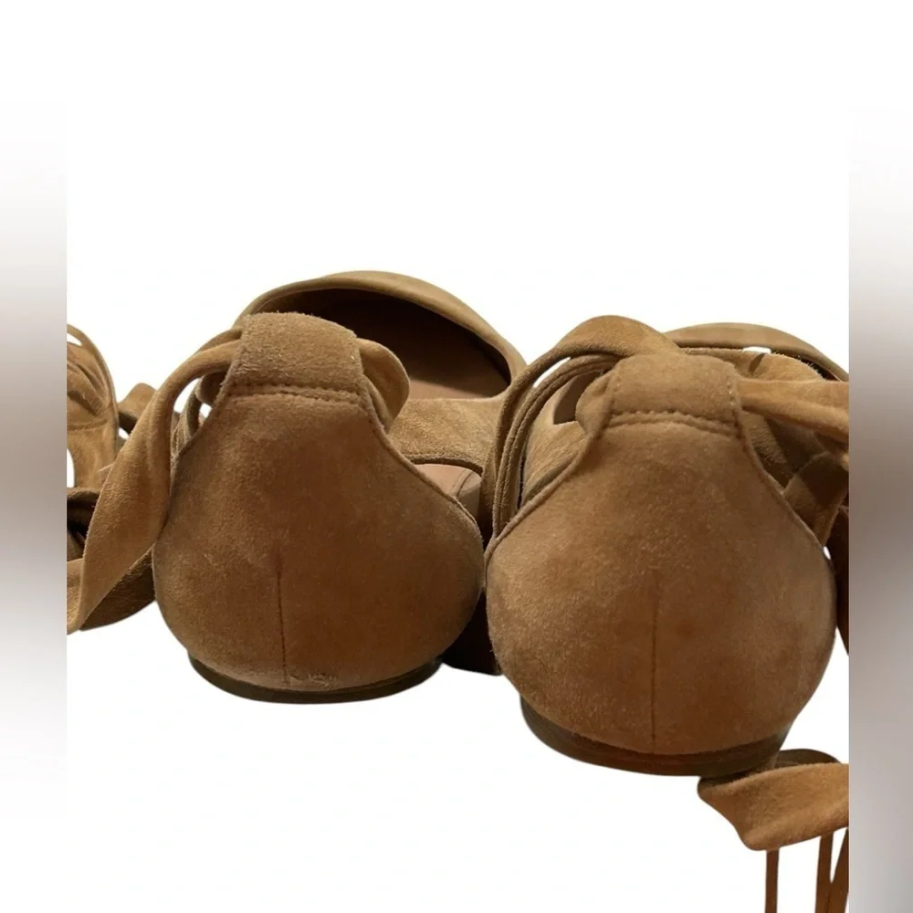 Sigerson Morrison Shoes Women's Size 6.5 Brown suede Ankle Wrap Ballet Flats